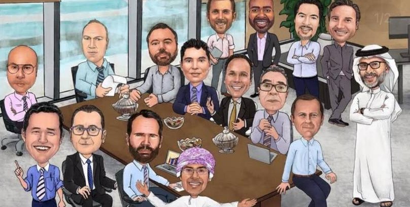 Team caricature: A whole office drawn as one framed gift