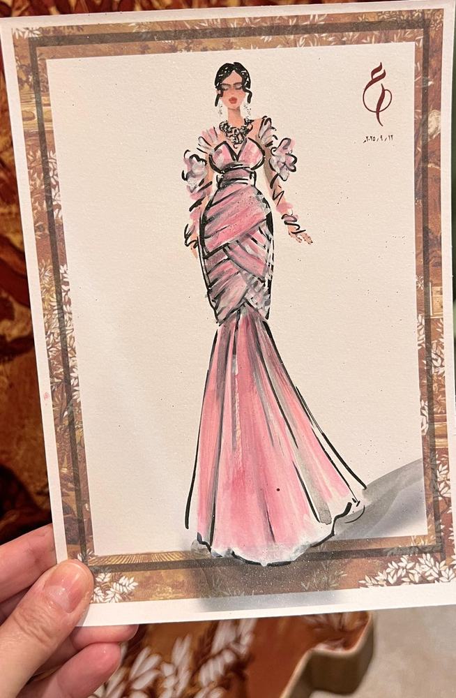 Guest illustration in a pink gown