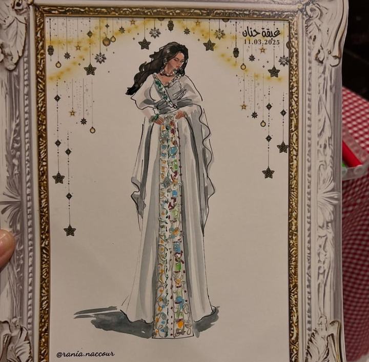 Henna night guest in an embroidered white kaftan